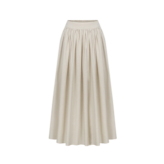 Jacquine Linen Blend Office Maxi Skirt Grey-M