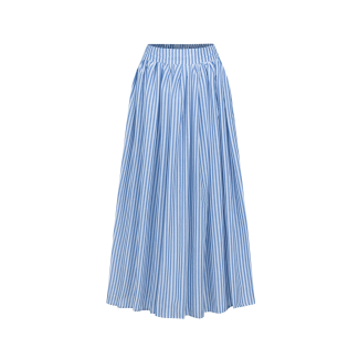 Jacquine Striped Linen Blend Office Maxi Skirt Blue-L